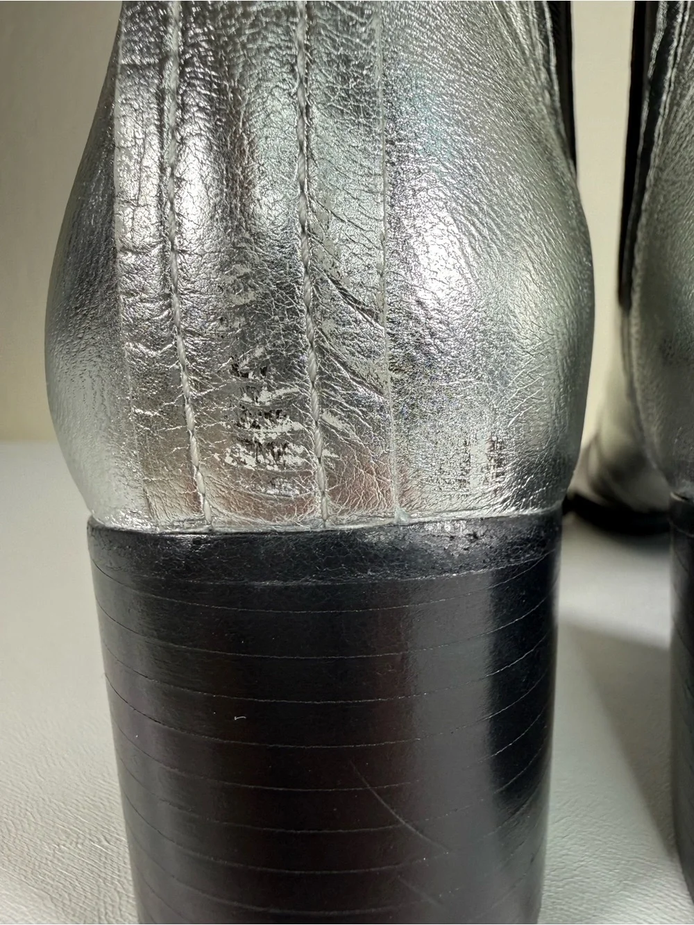 Rag & Bone Silver Metallic Block Heeled Chelsea Ankle Boots Booties Size 36.5